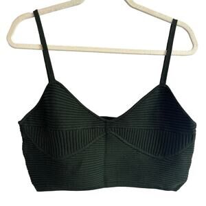 NWT Aerie Crop Corset Ribbed Sweater Tank Top Green Size XL